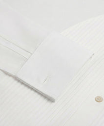White Tailored Fit Double Cuff Pleat Front Poplin Evening Shirt