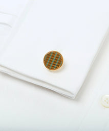 Orange & Green Enamel Striped Cufflinks