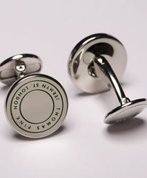 Deep Green Enamel Jermyn St Cufflinks Silver Finish