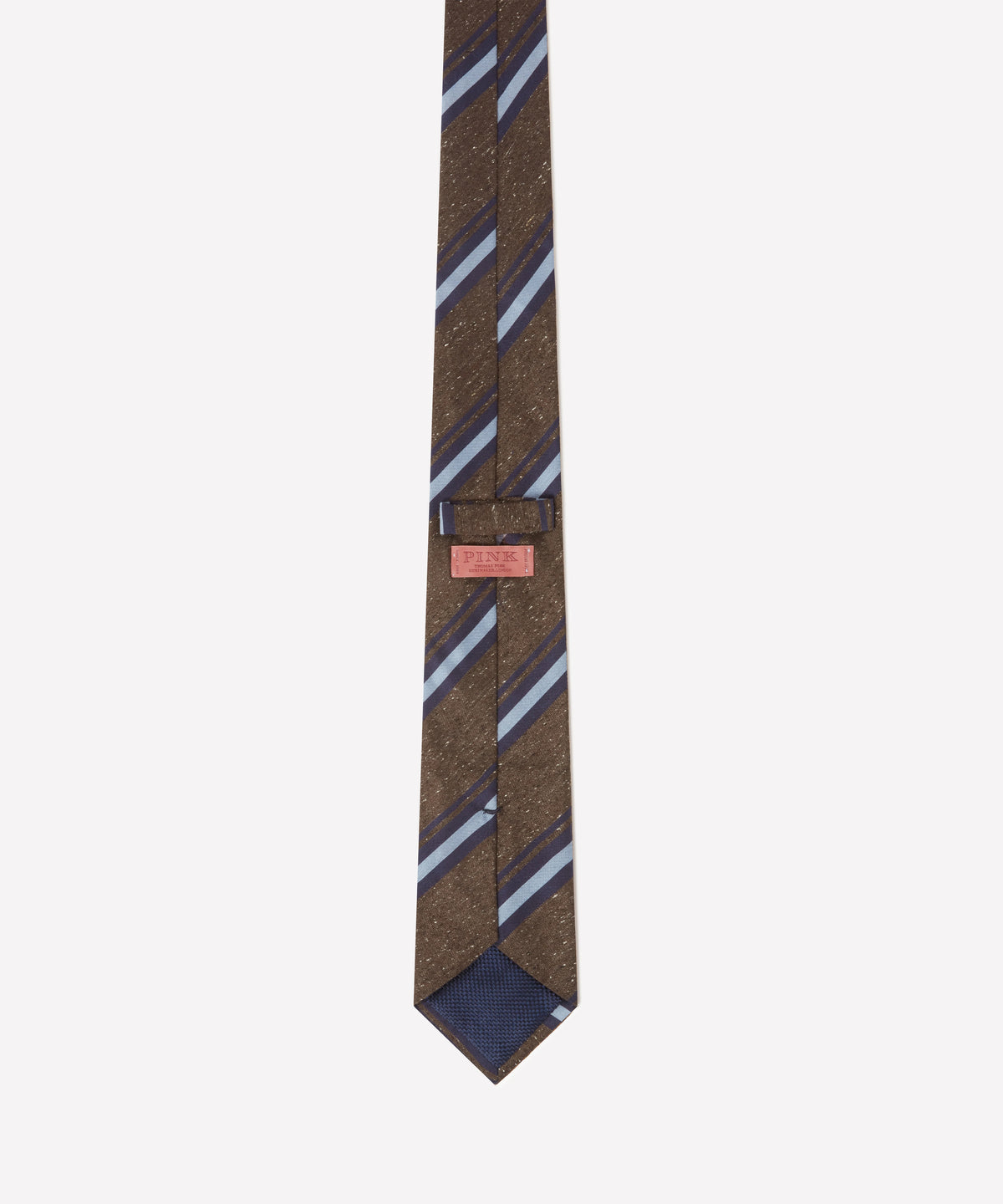 Brown & Navy Slub Contrast Stripe Silk Tie