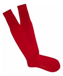 Red Long Fine Merino Wool Socks