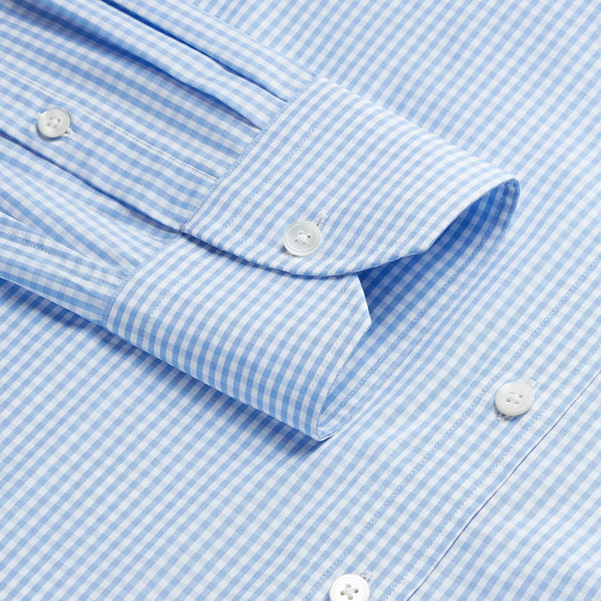 Pale Blue & White Tailored Fit Essential Gingham Formal Shirt