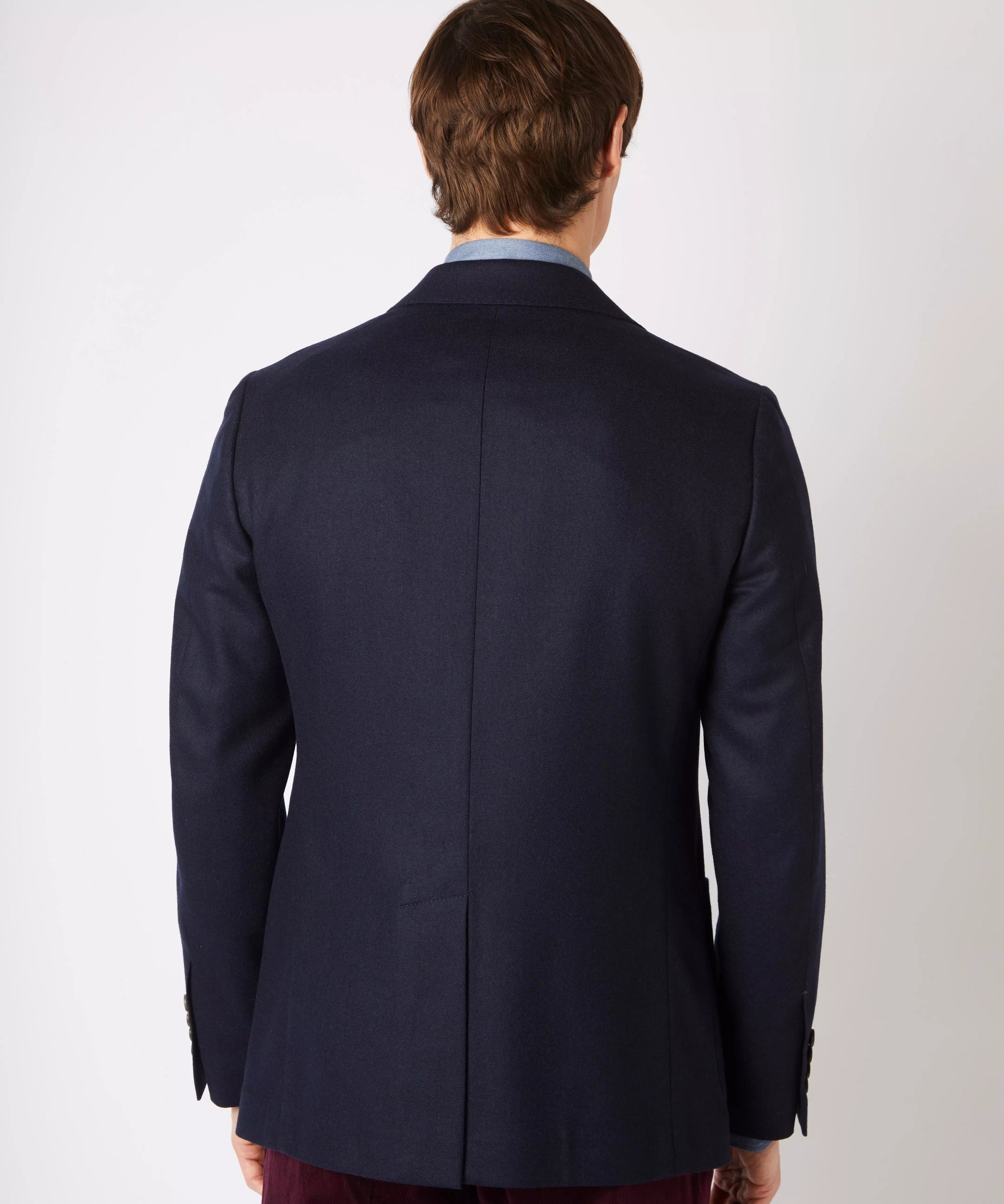 Navy Blue Tailored Fit Merino Wool Unstructured Jacket