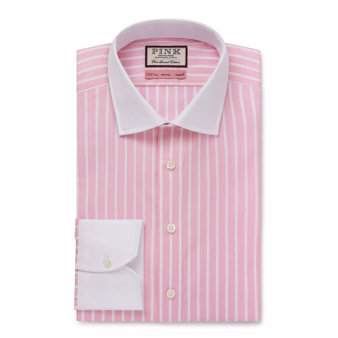 Pink & White Tailored Fit Butchers Stripe Formal Shirt