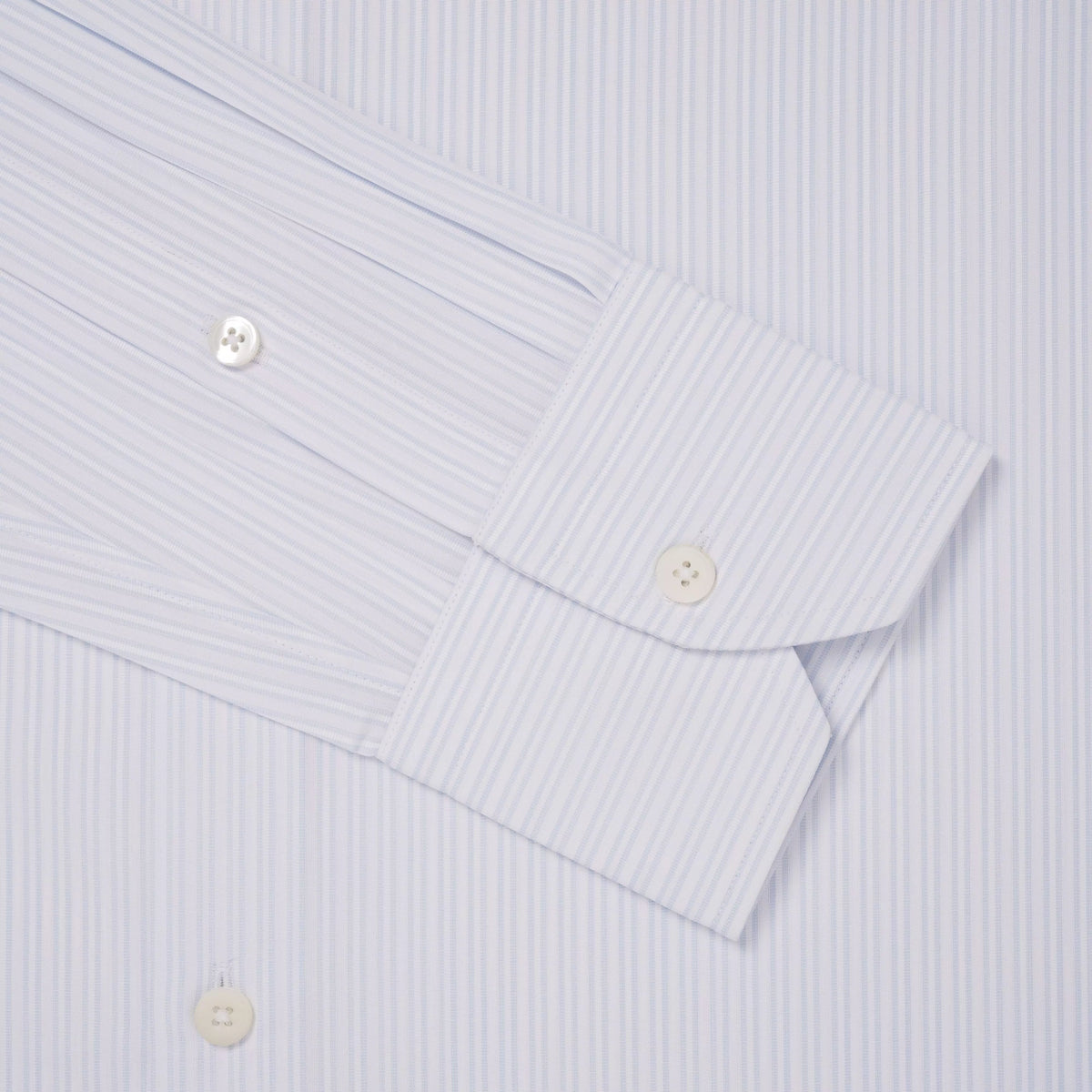 Pale Blue & White Slim Fit Formal Dobby Satin Stripe Shirt