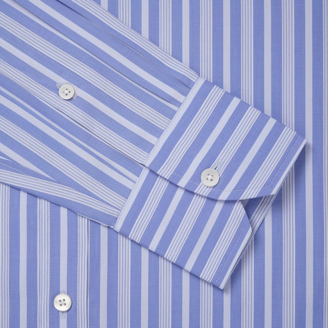 Pale Blue & Blue Classic Fit Formal Bedford Stripe Shirt