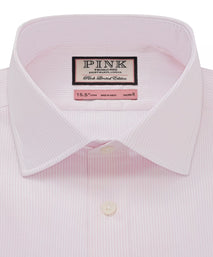 Pale Pink & White Tailored Fit Formal Precise Hairline Stripe Shirt