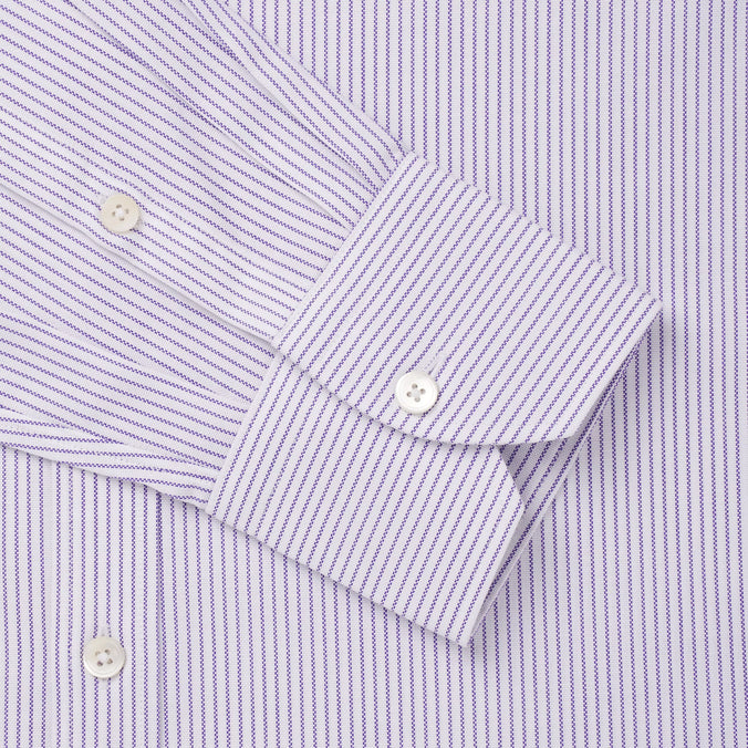 Purple & White Slim Fit Oxford Stripe Formal Shirt