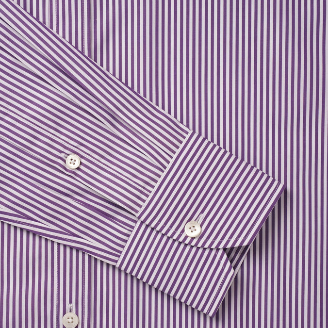 Purple & White Slim Fit Portland Stripe Formal Shirt