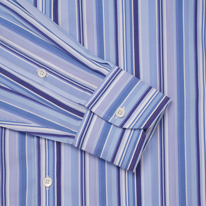 Blue & White Classic Fit Multi Stripe Formal Shirt
