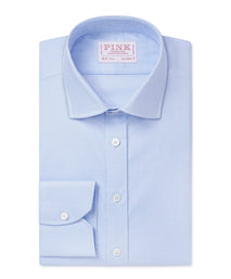 Pale Blue & White Tailored Fit Prince of Wales Check Formal Shirt